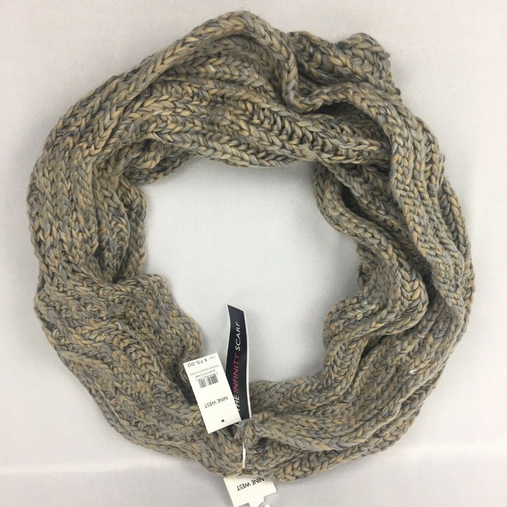 Nine West Ladies Shaker Infinity Scarf Knit Camel Combo NEW NWT